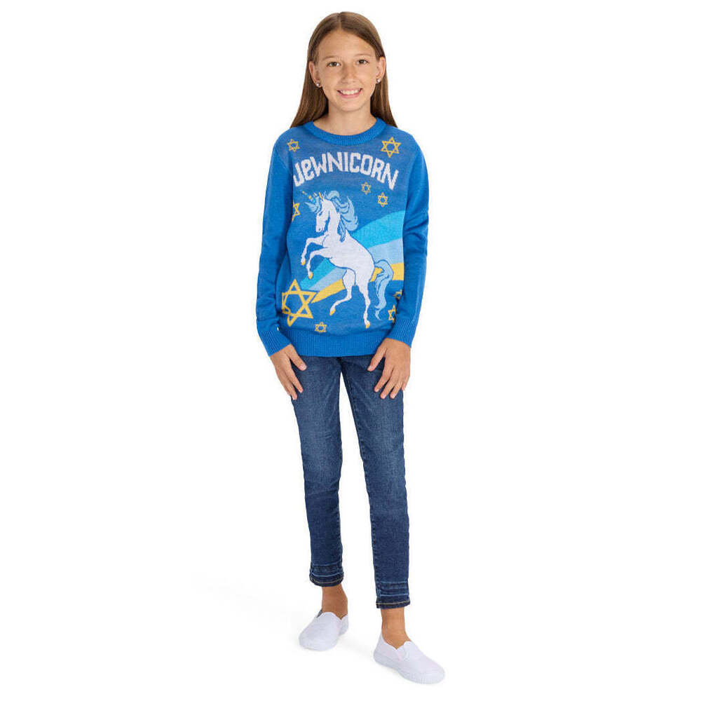 Tipsy Elves Girl's Jewnicorn Sweater Size M (8)M (8)